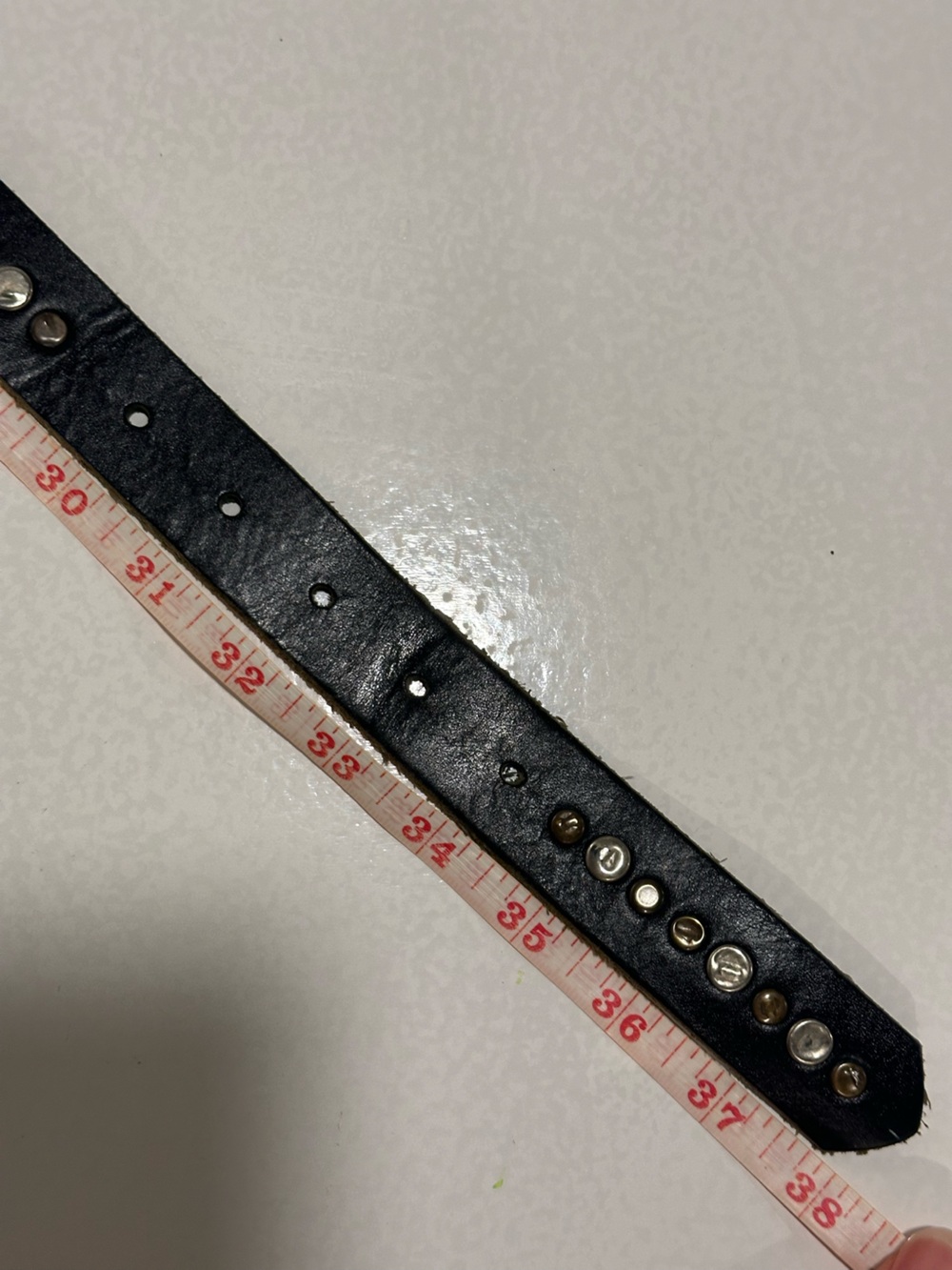 Levi's Black Leather Studded Belt with Silver Buckle - Picture 8 of 8